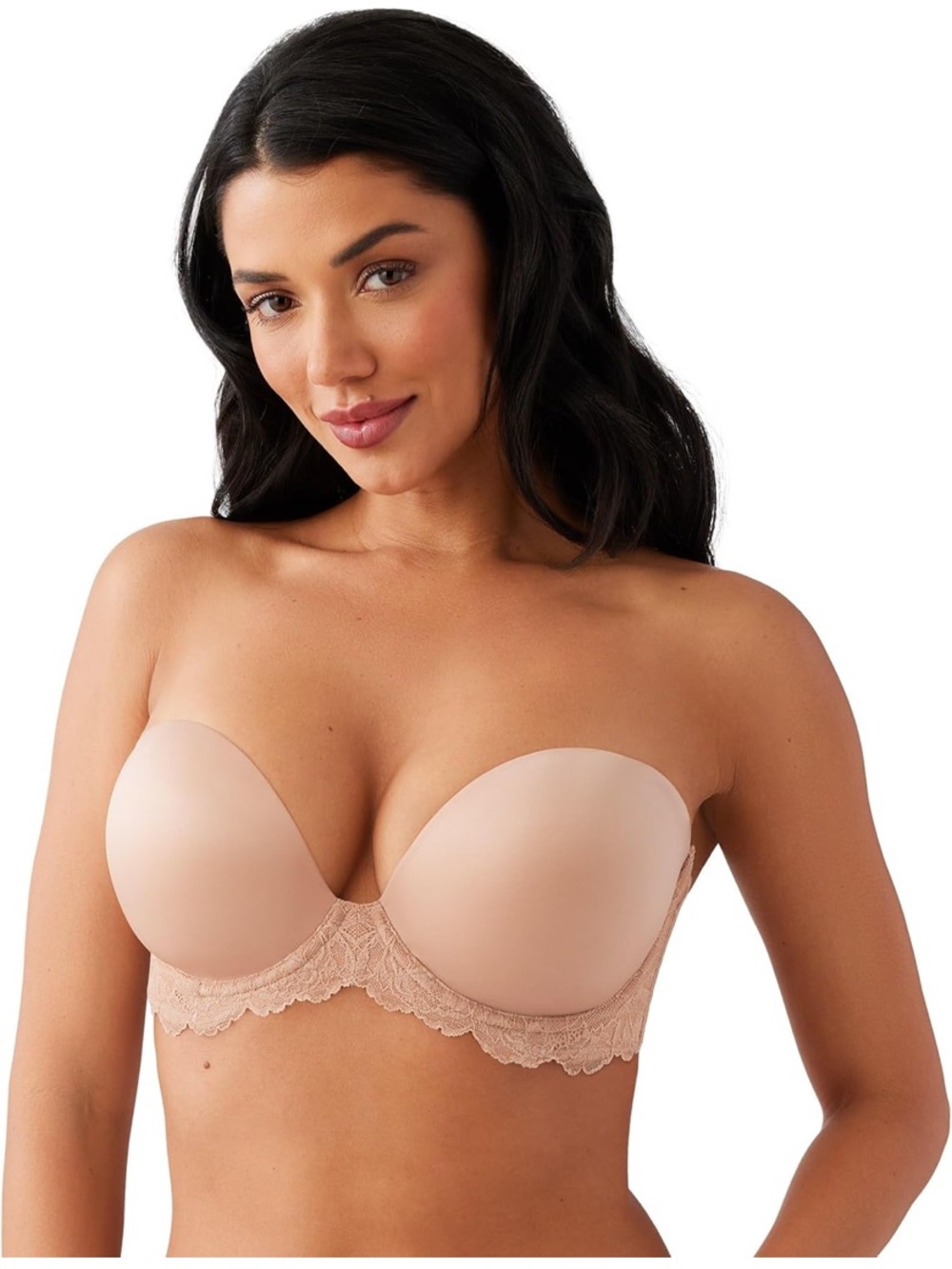 Wacoal Strapless Lace-Trim Nude Bra